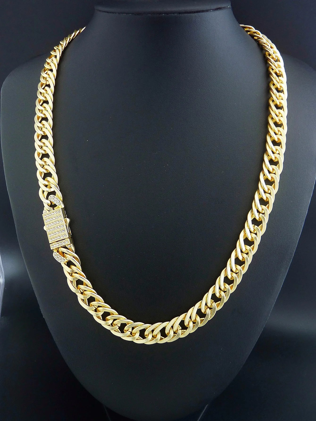 1 Piece Hip Hop Punk Style 14K Gold Plated Cuban Chain Style Chunky Chain Bracelet Necklace Set