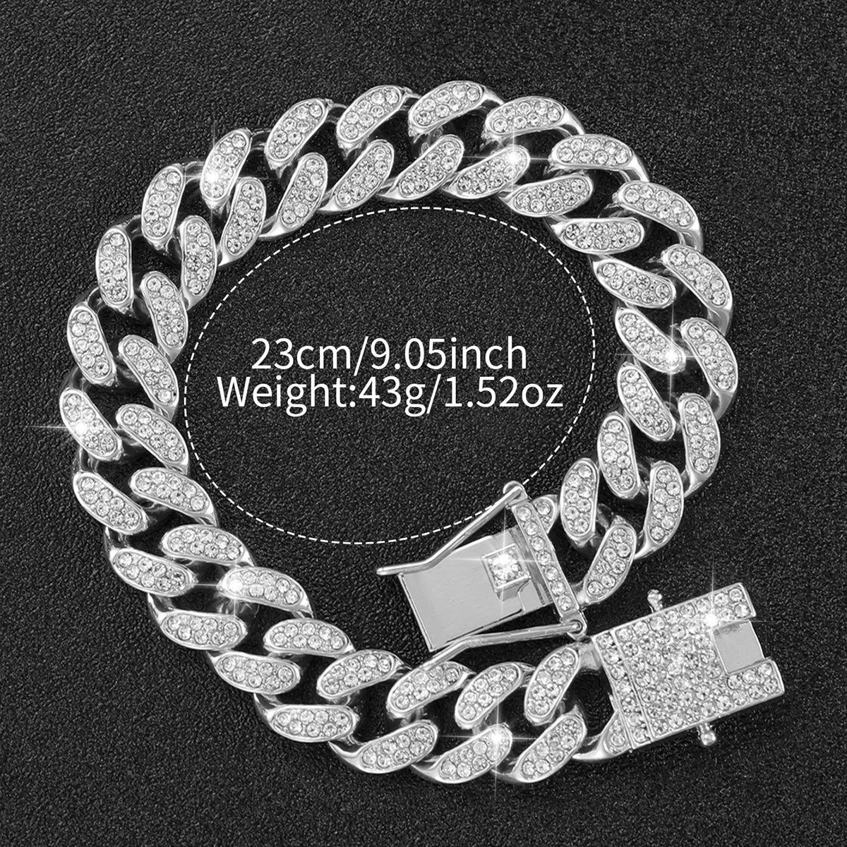 2PCS/Set Hip Hop Men's Watch Fashion Diamond Stainless Steel Band Male Quartz Watches Gift Boyfriend